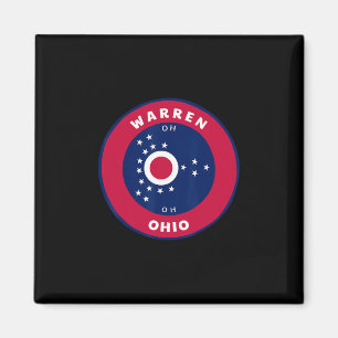Warren Ohio Oh Flag Dge Roundlet Souvenir Magnet