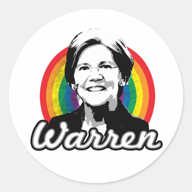 Warren Rainbow Pride Classic Round Sticker (Front)