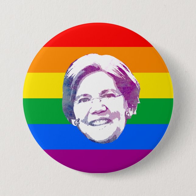 Warren Rainbow Stripes 7.5 Cm Round Badge (Front)