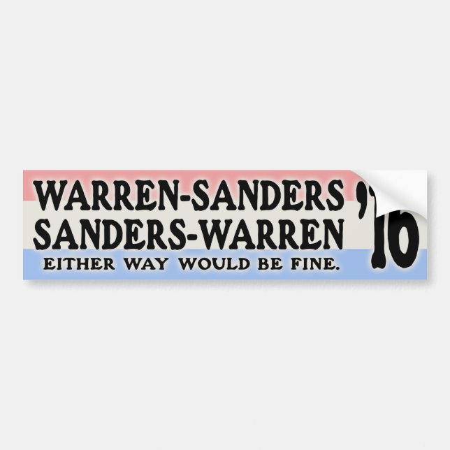 Warren - Sanders, Sanders Warren Bumper Sticker (Front)