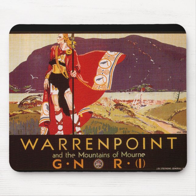 Warrenpoint Irish Railway Poster Mouse Mat (Front)