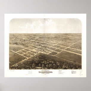 Warrensburg Missouri 1869 Antique Panoramic Map Poster
