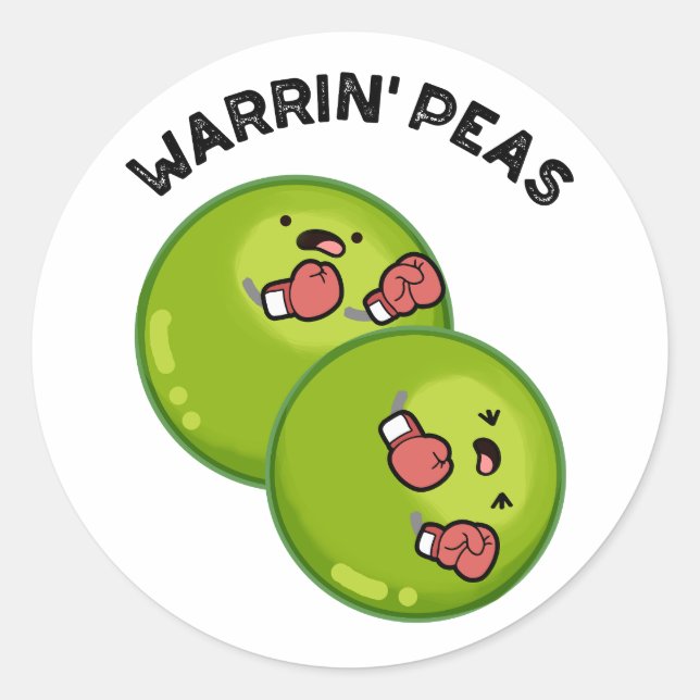 Warrin Peace Funny Pea Pun  Classic Round Sticker (Front)