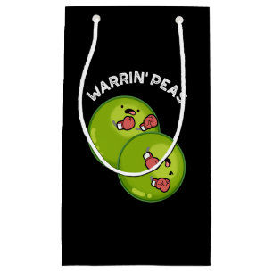 Warrin Peace Funny Pea Pun Dark BG Small Gift Bag