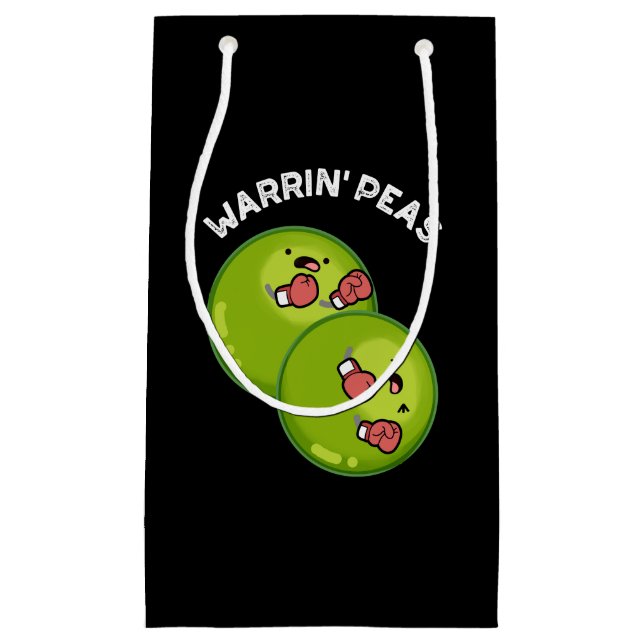 Warrin Peace Funny Pea Pun Dark BG Small Gift Bag (Front)