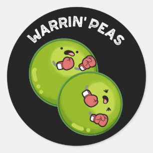 Warrin Peace Funny Pea Puns Dark BG Classic Round Sticker