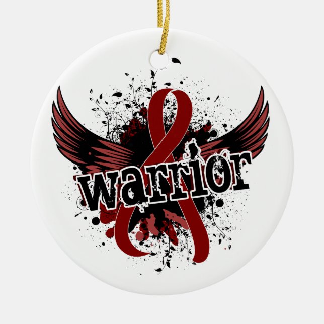 Warrior 16 Multiple Myeloma Ceramic Tree Decoration (Front)