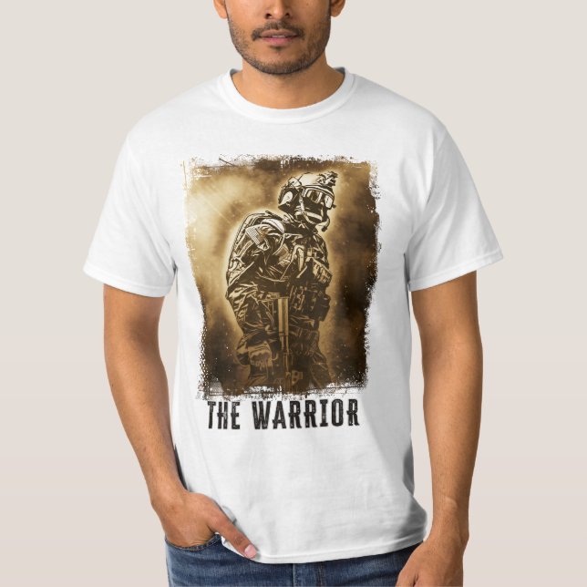 Warrior Abstract Military Soldier Hero Veteran Art T-Shirt (Front)