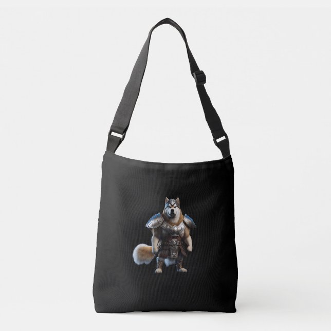 Warrior Alaskan Malamute Dog, Military Alaskan Dog Crossbody Bag (Front)