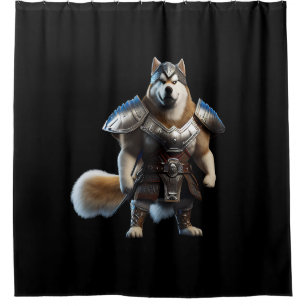 Warrior Alaskan Malamute Dog, Military Alaskan Dog Shower Curtain