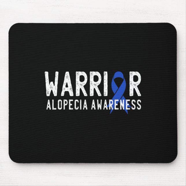Warrior Alopecia Awareness Blue AA Ribbon Support  Mouse Mat (Front)