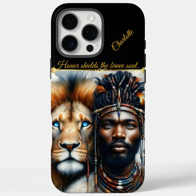 Warrior and lion unite in strength.  Case-Mate iPhone case (Back)