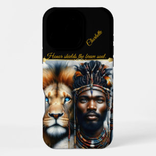 Warrior and lion unite in strength. iPhone 16 pro max case