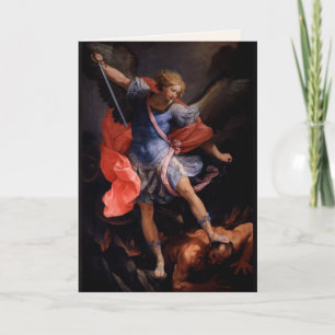 Warrior Angel Michael Defeats Satan Guido Reni Car Card