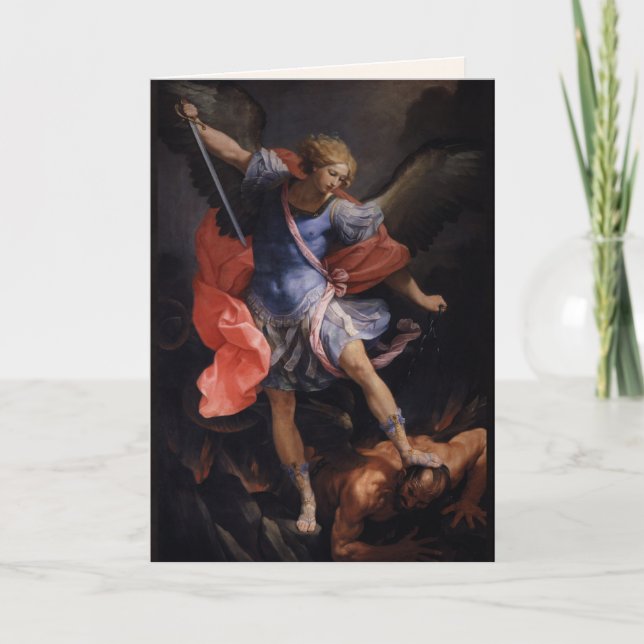 Warrior Angel Michael Defeats Satan Guido Reni Car Card (Front)