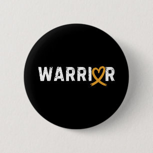 Warrior Appendix Cancer Fighter Heart Amber Ribbon 6 Cm Round Badge