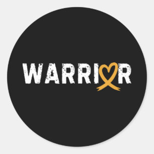 Warrior Appendix Cancer Fighter Heart Amber Ribbon Classic Round Sticker
