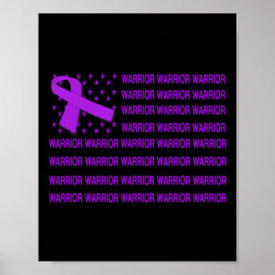 Warrior Awareness - Usa Flag Purple Ribbon 2 Poster