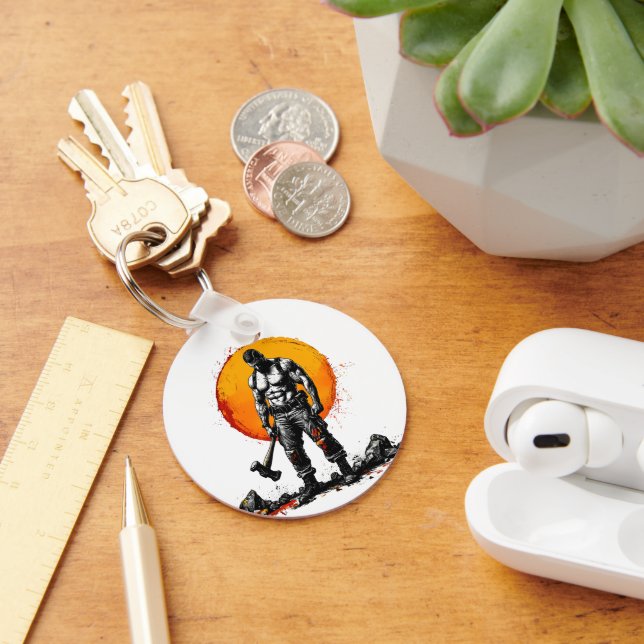 warrior barbarian mediaeval fantasy hummer Keychai Key Ring (Desk)