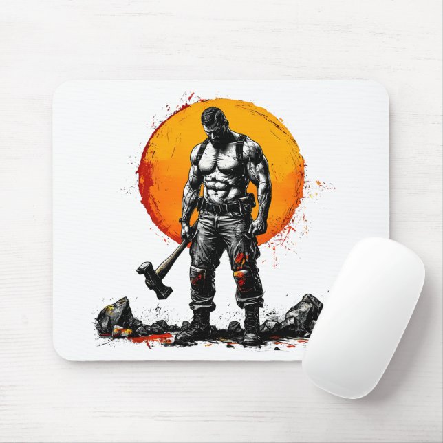 warrior barbarian mediaeval fantasy hummer Mousepa Mouse Mat (With Mouse)