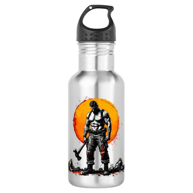 warrior barbarian mediaeval fantasy hummer strengt 532 ml water bottle (Front)