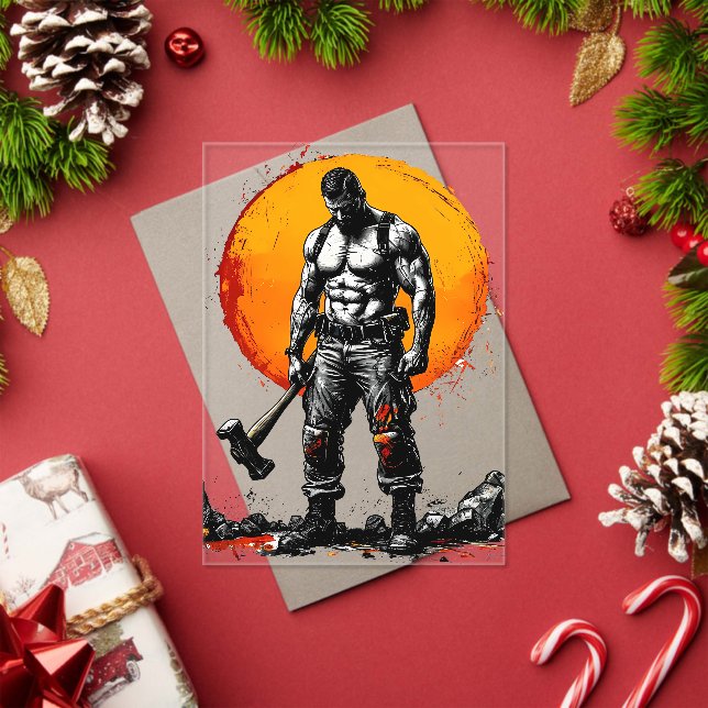 warrior barbarian mediaeval fantasy hummer strengt acrylic invitations (Insitu (Holiday))