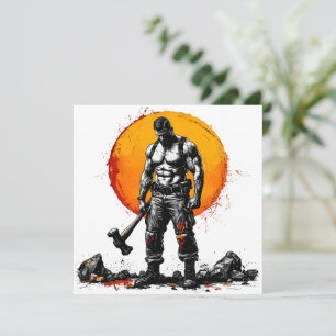 warrior barbarian mediaeval fantasy hummer strengt card