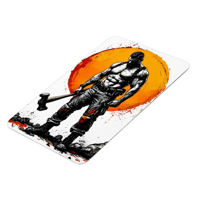 warrior barbarian mediaeval fantasy hummer strengt magnet (Left Side)