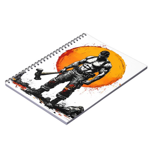 warrior barbarian mediaeval fantasy hummer strengt notebook (Left Side)