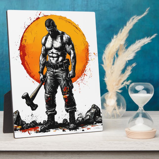 warrior barbarian mediaeval fantasy hummer strengt plaque (Side)