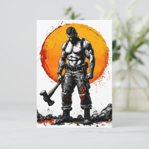 warrior barbarian mediaeval fantasy hummer strengt RSVP card