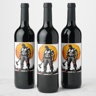 warrior barbarian mediaeval fantasy hummer strengt wine label