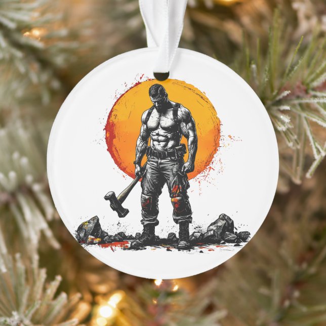 warrior barbarian mediaeval fantasyAcrylic Ornamen Ornament (Tree)