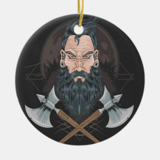 WARRIOR BEARD MEN CERAMIC TREE DECORATION