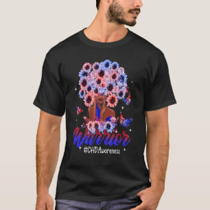 Warrior Black Women Sunflower Hair CHD Awareness T-Shirt