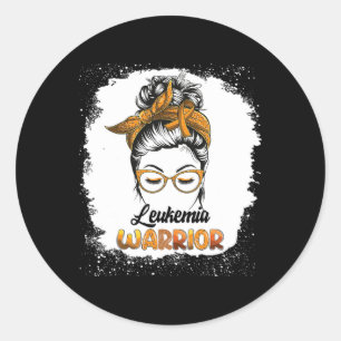 Warrior Bleached Messy Bun Survivor Believe Women Classic Round Sticker
