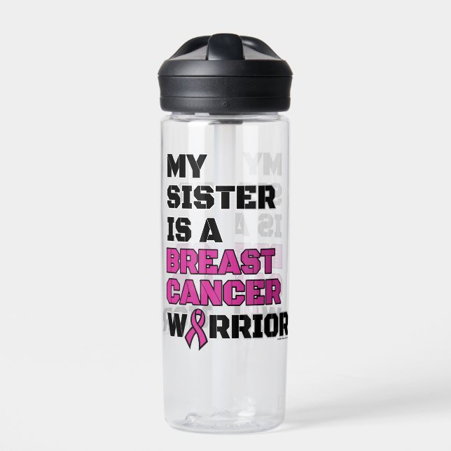Warrior/Block/Sister...Breast Cancer Water Bottle (Front)