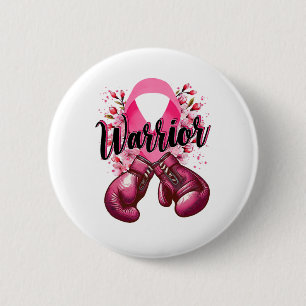 Warrior Boxing Gloves Pink Ribbon Breast Cancer Aw 6 Cm Round Badge