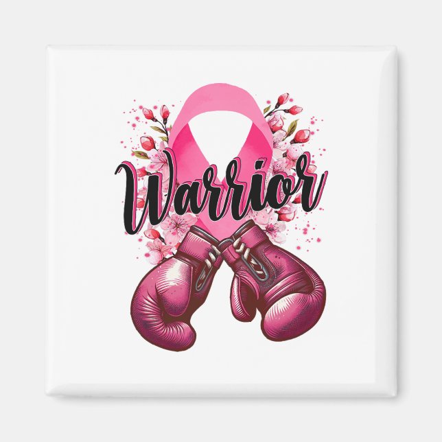 Warrior Boxing Gloves Pink Ribbon Breast Cancer Aw Magnet (Front)
