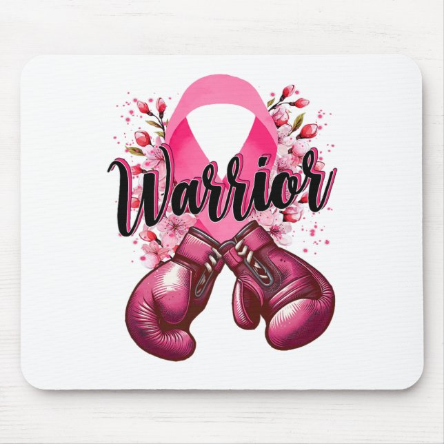 Warrior Boxing Gloves Pink Ribbon Breast Cancer Aw Mouse Mat (Front)