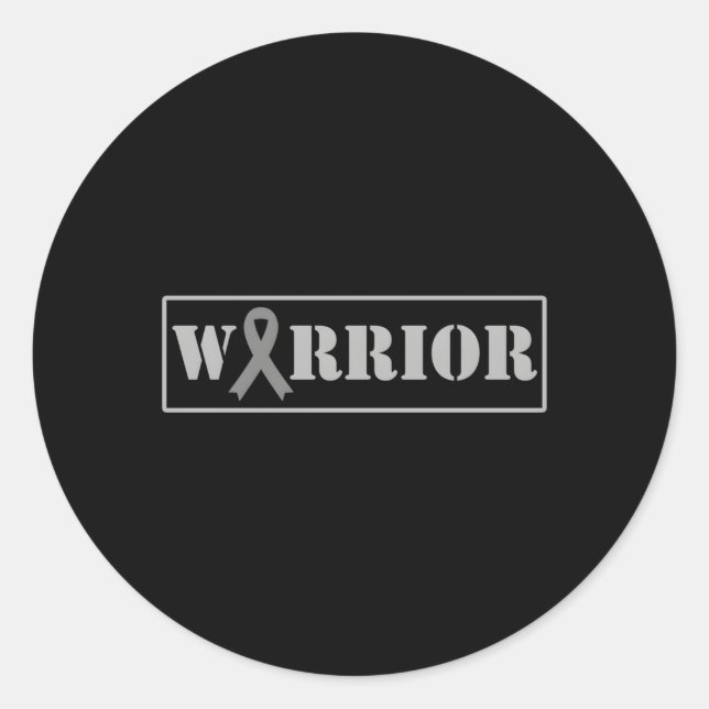 Warrior Brain Tumour Awareness Brain Cancer Month Classic Round Sticker (Front)