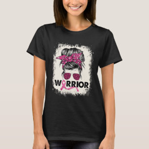 Warrior Breast Cancer Awareness Pink Ribbon Messy T-Shirt