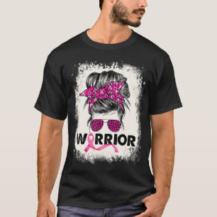 Warrior Breast Cancer Awareness Pink Ribbon Messy T-Shirt