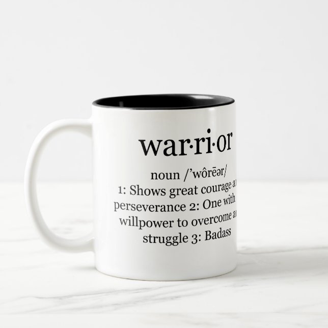 Warrior Breast Cancer, Cancer Fighter Gift For Her Two-Tone Coffee Mug (Left)