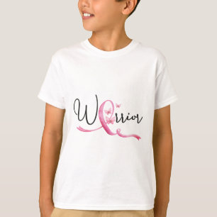 Warrior Breast Cancer Month Butterflies Pink Ribbo T-Shirt