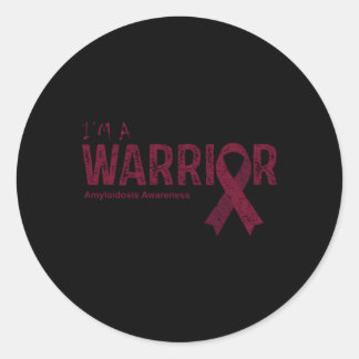Warrior Burgundy Ribbon Amyloidosis Awareness Classic Round Sticker