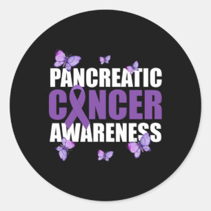 Warrior Butterfly Purple Ribbon Pancreatic Cancer  Classic Round Sticker