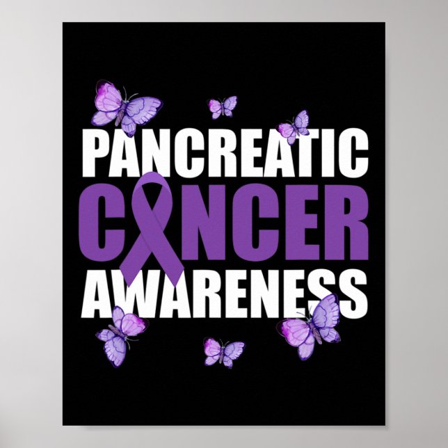 Warrior Butterfly Purple Ribbon Pancreatic Cancer  Poster (Front)