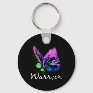 Warrior Butterfly Semicolon Suicide Prevention Awa Key Ring