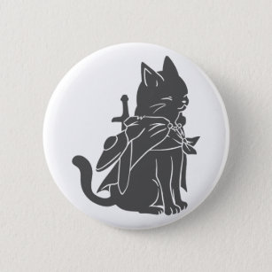 Warrior cat silhouette - Choose background color 6 Cm Round Badge